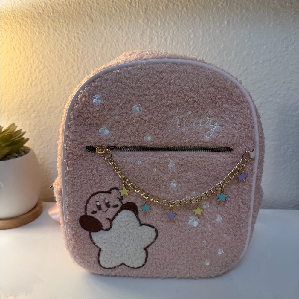 Pink Kirby Fuzzy Backpack